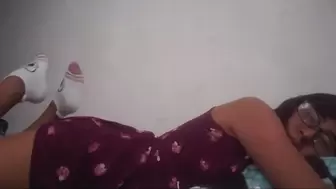 Dry humping in lil skirt and sexy socks home alone