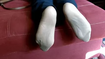 Ms Neecy - Tan Reinforced Toe Nylons Soles Show 3