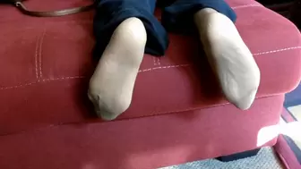 Ms Neecy - Tan Reinforced Toe Nylons Soles Show 4