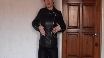 flirting in leather jacket