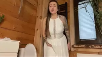 in a wedding dress