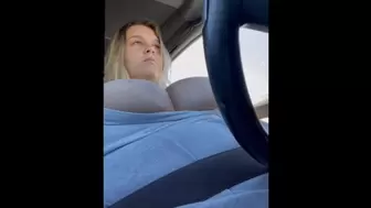 BBW Driving With Nipples Out