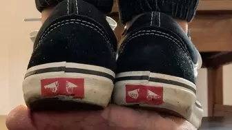 A Shoejob with Black Vans old Skool and black Vans Socks - Double cam HD mov