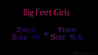 Zara comparing her huge size 14 feet to Yana's size 5½ - part 1