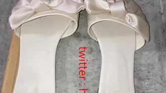 Cum sexy white slippers with bow