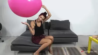 Barbara inflates and cuddles with a large transparent balloon! (FullHD)