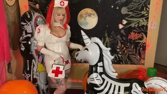 Nurse Inflatagirl Treats Inflatable Skelecorn