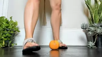 Lynne crushes grapefruit with sandals
