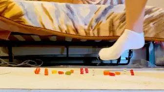 White socks crush gummy bears Jenny