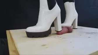 Crushing and Trampling Slave's Cock in White Dangerous Heeled Boots (2 POVs) with TamyStarly - Stomping, CBT, Trampling, Femdom, Ballbusting, Shoejob, Crush, Ball Stomping, Foot Fetish Domination, Footjob