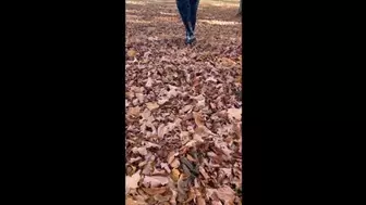 Crunching and Crushing Fall Leaves in Boots
