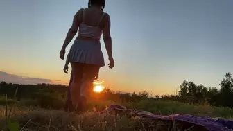 Outdoor sex on the Mountain sunset