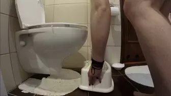 Tight calves ! strong farts ! sexy mask ! big tits - horny bitch on toilet Home compilation