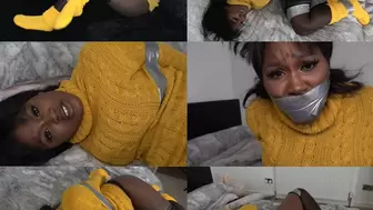 Miss naiirobii Tape bound, gagged and hooded with tights in her wool jumper and socks (mp4)