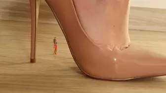 Giantess Crushes Tiny People with Nude High Heels Close up WMV