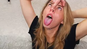 Pig nose and tongue out