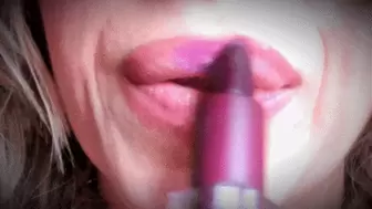 Purple Lipstick Lip Sniffing Gum Chewing Lip Smacking (HD) MP4