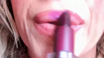 Purple Lipstick Lip Sniffing Gum Chewing Lip Smacking (HD) WMV