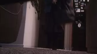 Watch Deb Come Home From Work Wearing Her Dress with Black Stockings & Black Suede Sugar Stealth Stiletto Boots & Fuck Hubby