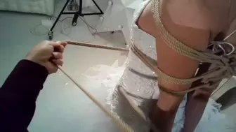 Sofi tied up with ropes in wedding dress_ POV