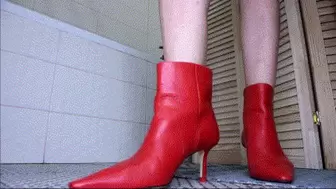 Retro ankle red boots can tapping sexy