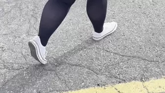 Addison Cranking, Bitching, Begging and Pumping in converse sneakers and black pantyhose