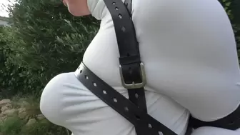 Any Twist - Belt Bound Bondage Walk Training with bound Elbows and Tits - Full Clip wmv SD