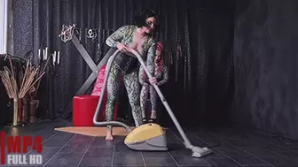 Catsuit Cleaning And Vacuuming (FULL HD) Lady Kat and Lady Olga