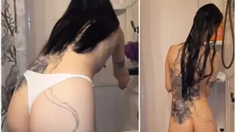 Goth Goddess Shower Time & Clit Play with Showerhead