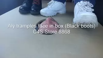 Aly tramples face in floor (black boots)