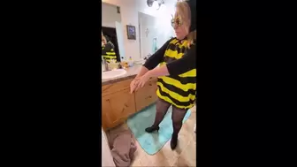 Fucking a Bumble Bee as Deb Wears Her Halloween 2021 Costume With Black Stockings & Bandolino Ankle Boots (10-27-2021)