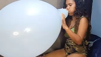 Sexy Army Girl Juju Blows To Pop your Big Blue Balloon