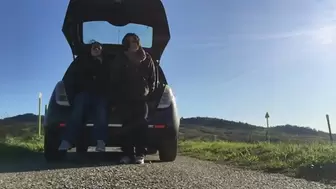 my friend and i bounce the car by jumping in it