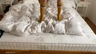 JUMPING ON THE BED IN KNEE HIGH SOCKS AND PANTIES - MP4 HD