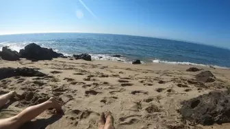 Stepmom on vacation seduces stepson on the beach