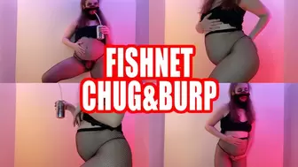 Fishnet Belly Soda Chug & Burp WMV