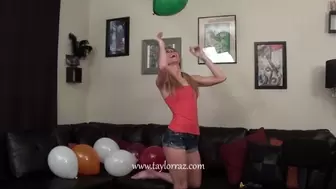 Sasha plays with and POPS her balloons!