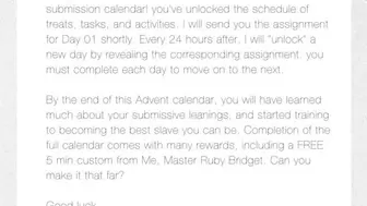 The Advent of your Submission - CALENDAR