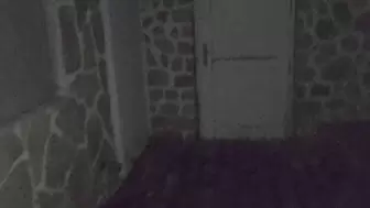 Outdoor piss neighbours's door with spit