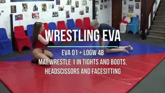 Eva 01 - Mat Wrestle 1 in Tights and Boots, Headscissors and Facesitting