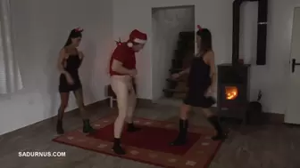 The sexy Krampuses catch the cheating Santa Claus Ballbusting mp4