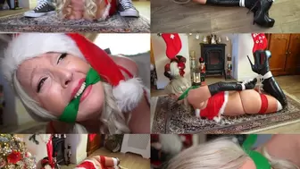 The naughty list - Anna hogtied and cleave gagged under the Christmas tree