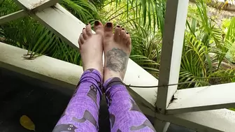 Dirty Soles get Wet Walking Barefoot in the Rain, Wrinkled Soles Inspected & Stroked - POV Female Point of View! HD Version