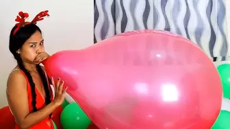 Camylle Blows To Pop Your HUGE Christmas Roomtex Balloon