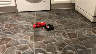 Toy Rc car crushed with heels