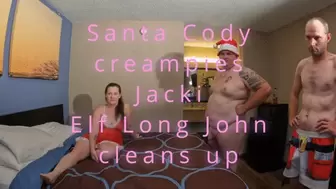 Chubby Uncut Santa Cody Leave a Sloppy Creampied pussy for Elf Long John (1080p)
