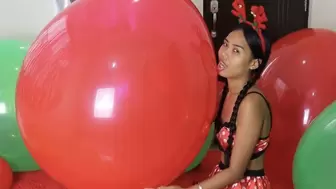 Sexy Camylle Inflates, Hugs , Kisses And Licks Your HUGE Christmas Balloons
