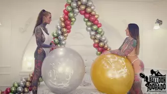 X Mas 2022 - Megan and Nici pops 300 or more Balloons HD Version