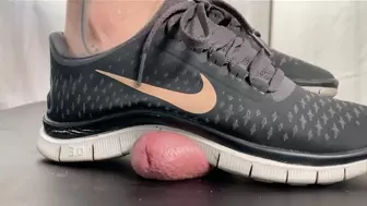 A cock crushing Shoejob in black Nike frees - CBT and some spitting - 2 cam version - 4k