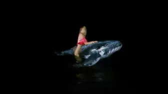 Alla fucks a squeaky inflatable whale at night in the sea!!!